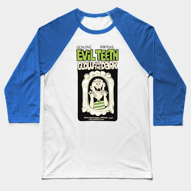 Genuine Evil Teeth Baseball T-Shirt by MarbitMonster